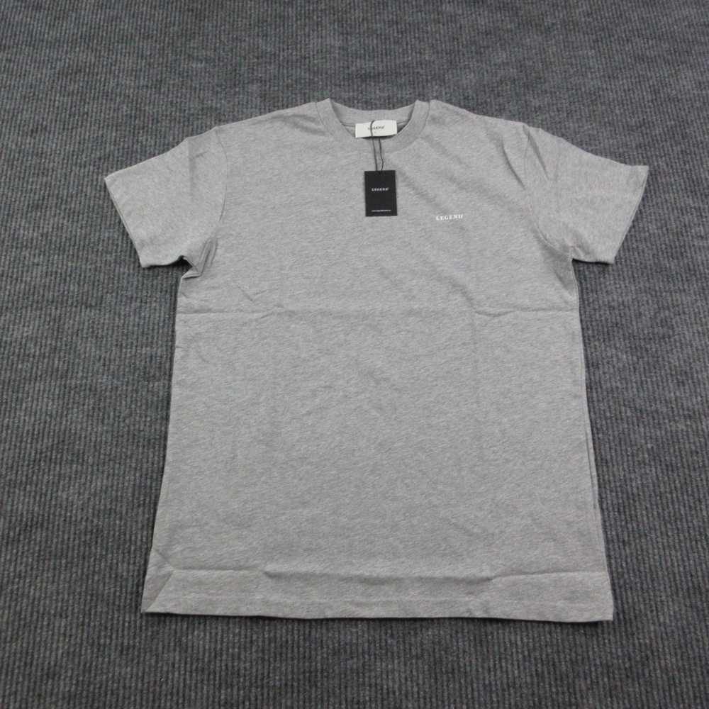 Legend Shirt Mens L Gray Marl Premium Basic Crew Neck Cotton T-Shirt Logo